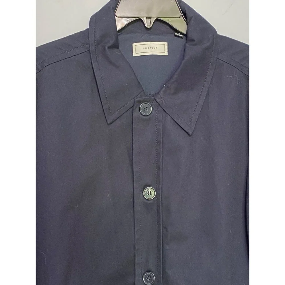Five Four Twill Jacket Men’s Large Full Zip Button Long Sleeve Pockets Navy Blue